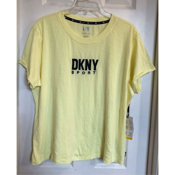 DKNY SPORT - L Sz L - Cotton Embroidered Logo Tee in Lemon Yellow. NWT! - Picture 12 of 14